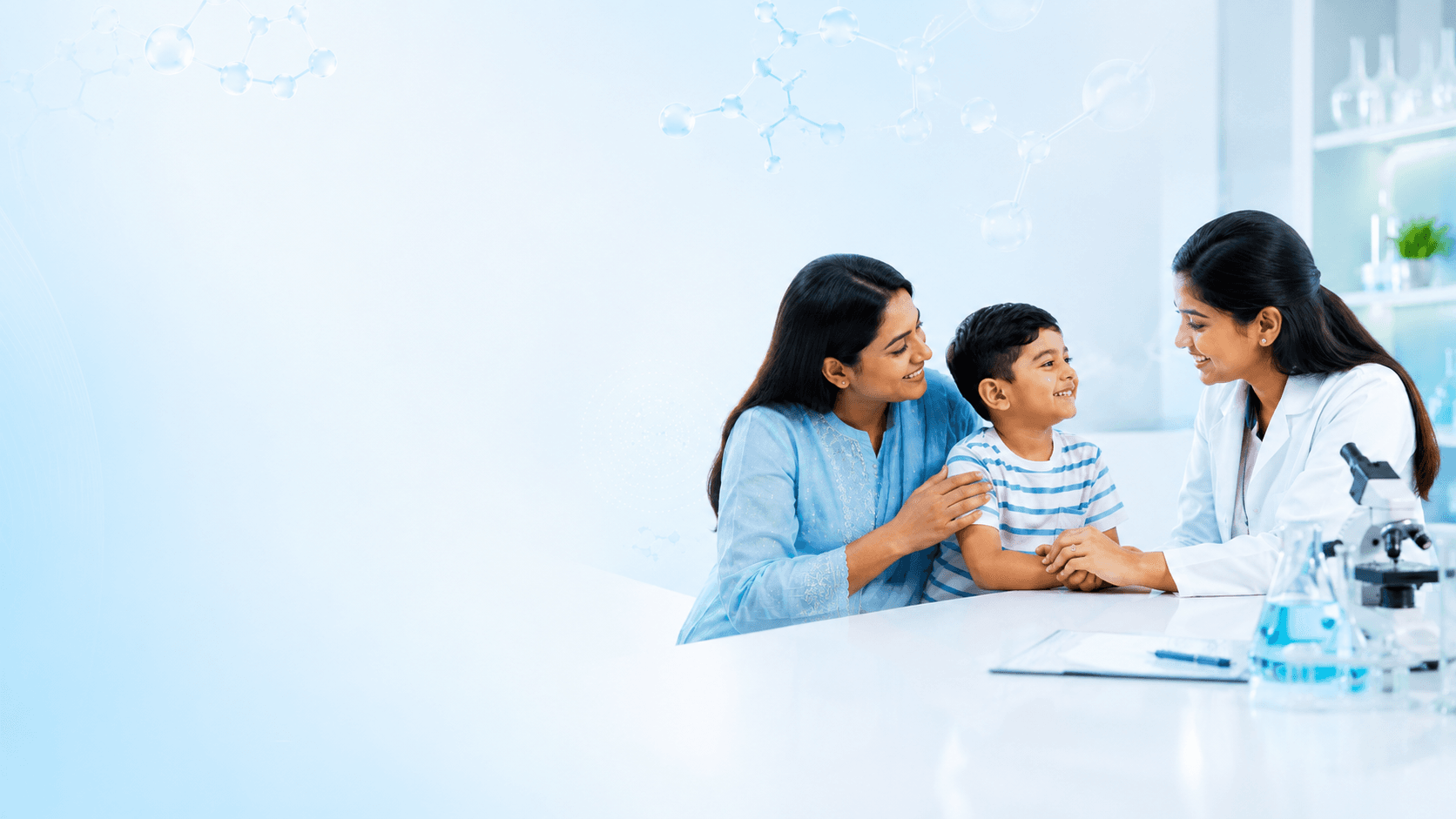 Mother and child with a healthcare professional